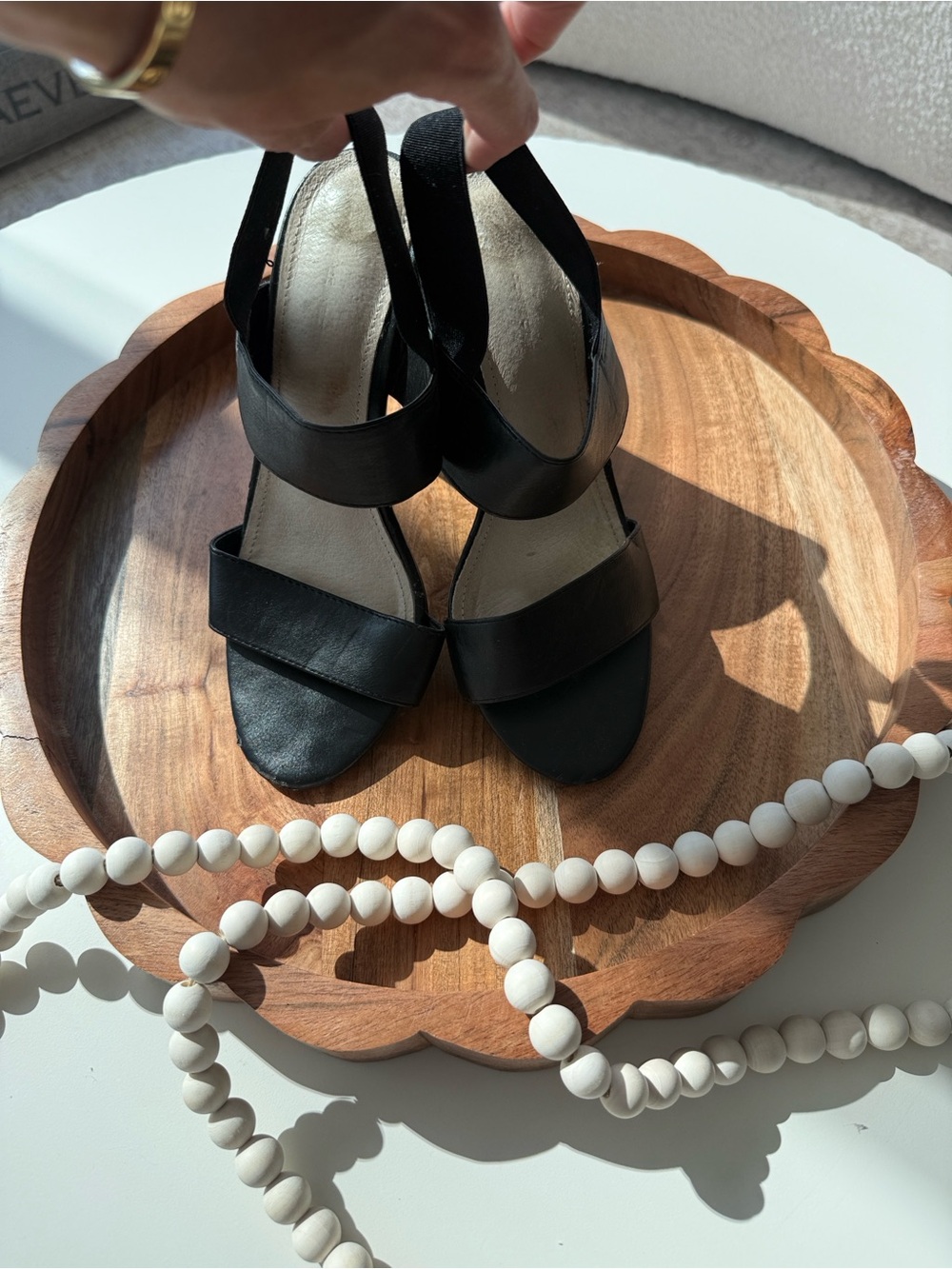 French Connection Black Leather Slingback Heels